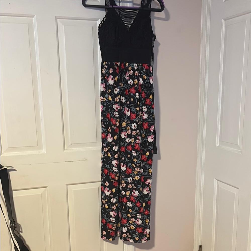No Boundaries Black Floral Maxi Dress